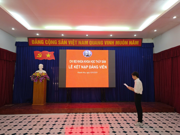 Chi bộ Khoa Khoa học Thủy sản kết nạp 03 đảng viên mới