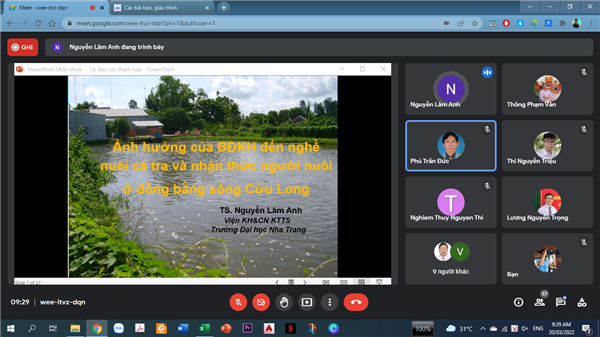 Hội thảo Khoa học cấp Viện: "Ảnh hưởng biến đổi khí hậu đến nghề cá".